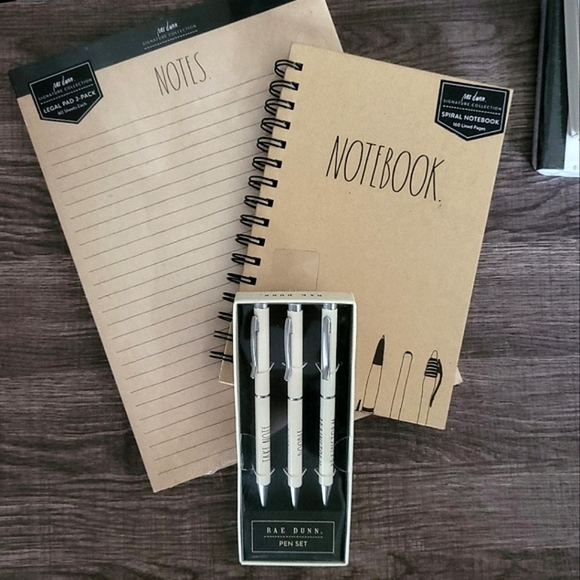 RAE Dunn Writing Set NEW Spiral Notebook Pens Legal note pad